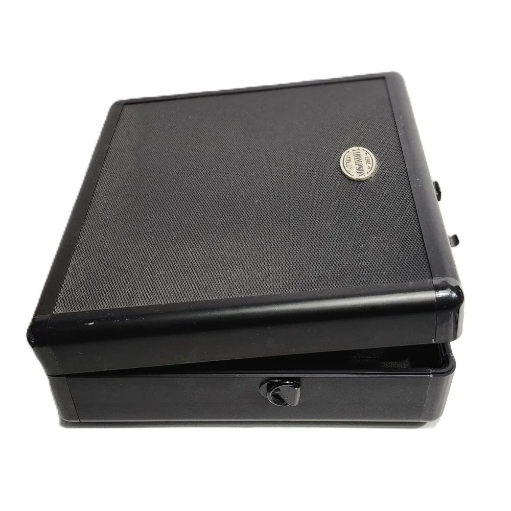 1915 Thompson & Co. Inc. Black & Silver Metal Travel Humidor Cigar & Acces Case